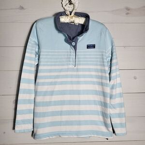 L.L.Bean Shirt Cotton Striped Nautical Rugby Preppy Coastal